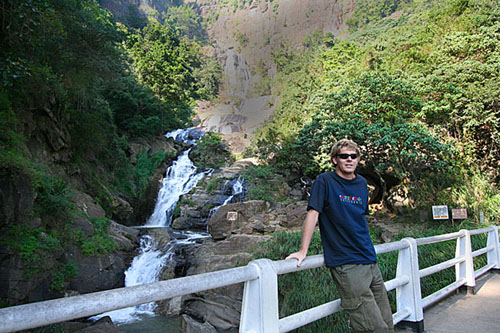 05 Chris at waterfall, Sri Lankan Highlands